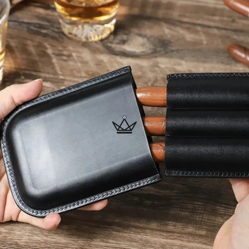 Customizable 3 cigar leather case - Voyageur Élégance — view 5
