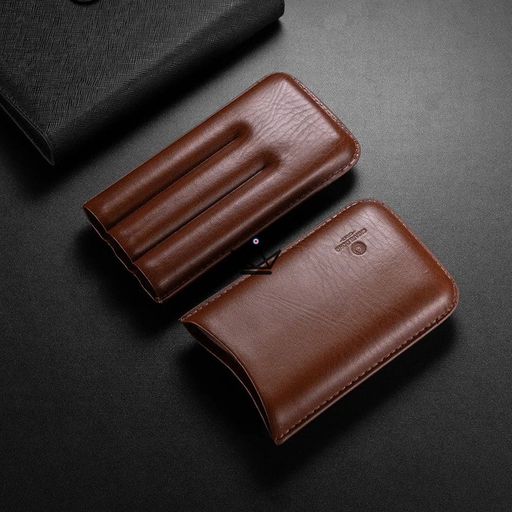 STORM Cigar Case — Cowhide Leather, 3 Cigars 25 mm, 18 × 9.5 × 3.5 cm — view 2