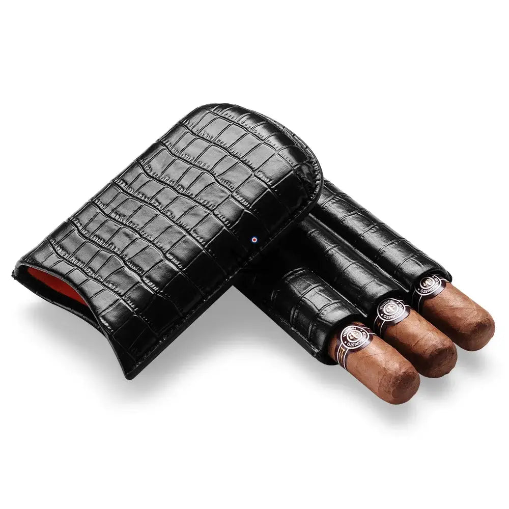 COBRA Cigar Case — Snake Pattern Leather, 2 or 3 Cigars | 17.3 × 7 × 3.7 cm — view 3