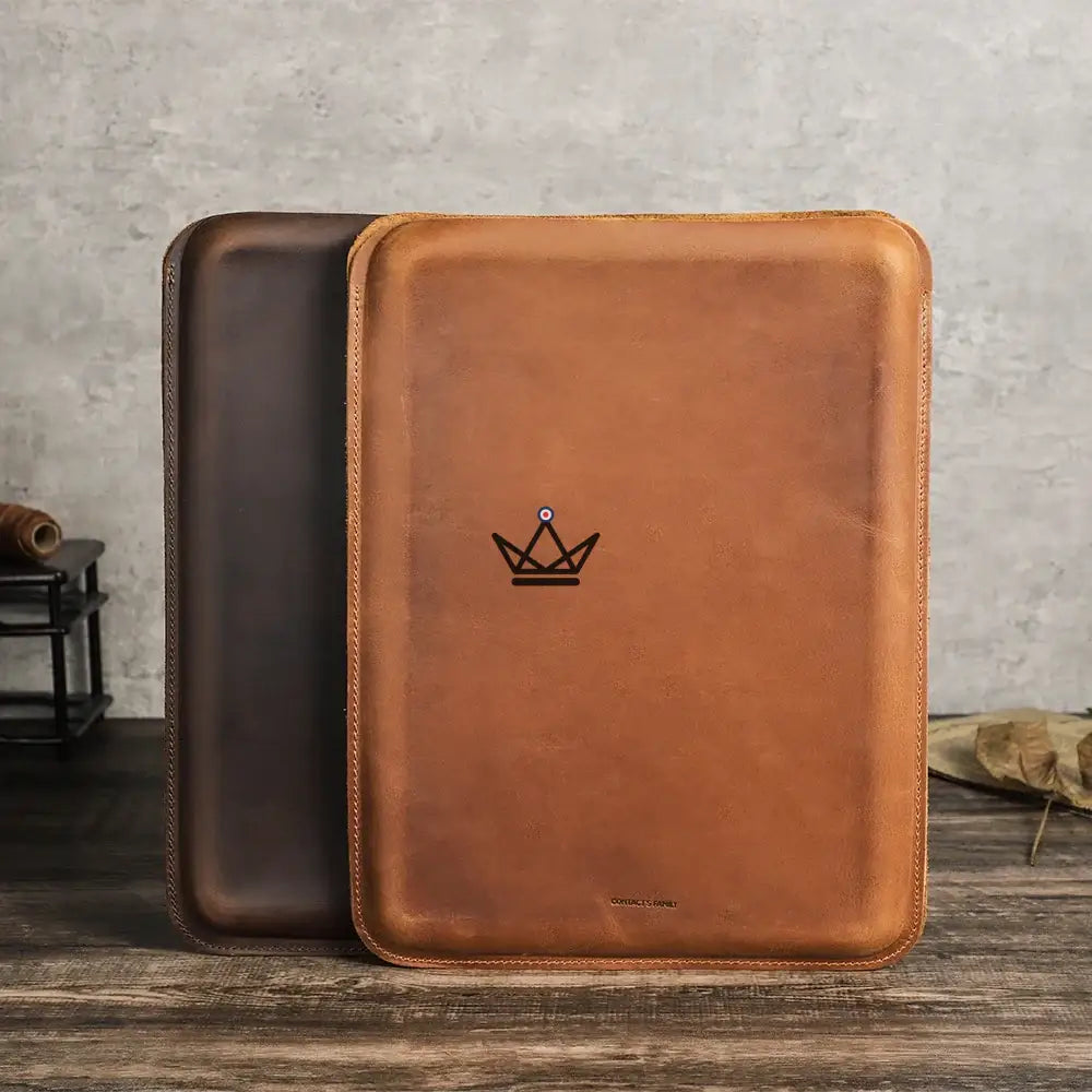 Customizable leather Macbook sleeve 13"-14" - Voyageur SKIN — Fauve