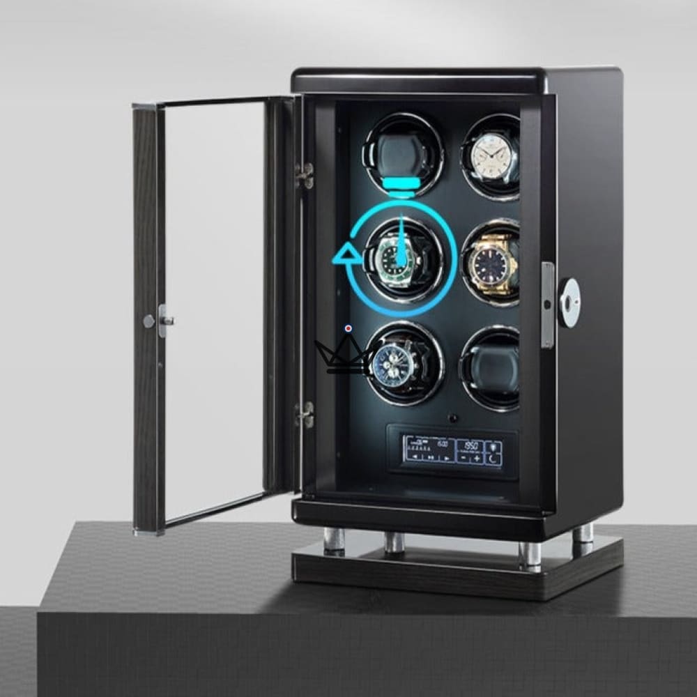 BAELISH LUXE Automatic Watch Winder — Fingerprint, 1 to 12 Watches, Wood & Steel — view 2