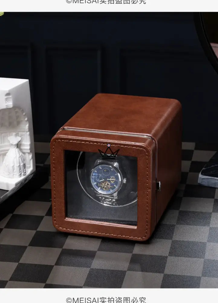 Uhrenbeweger für Automatikuhren PRESTIGE ÉQUINOXE — PU-Leder, blaue LED, 5 Modi, USB-C – Ansicht 11