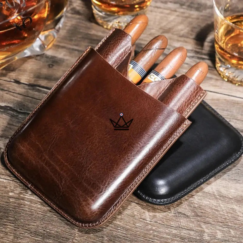 Customizable 4 cigar leather case - Voyageur Elixir — view 1