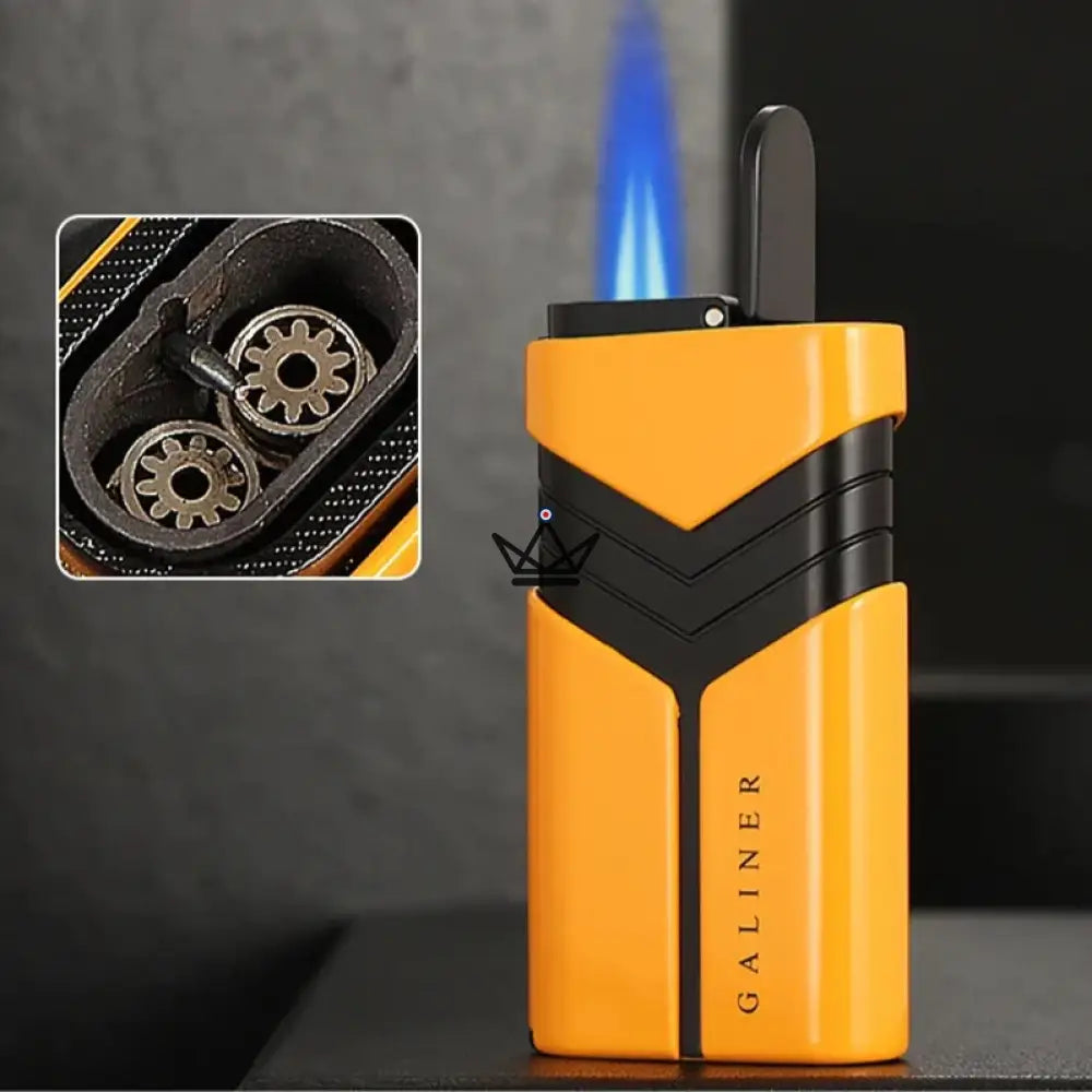 Feuerzeug & Zigarrenschneider Geschenkset INFERNO – Doppelflamme + Ausstecher + Zigarrenschneider | Gold oder Schwarz – Ansicht 3