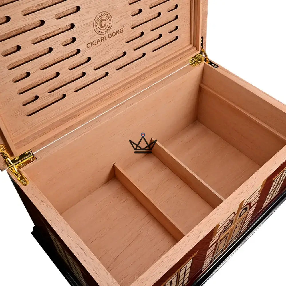 Zigarrenhumidor Domus Aurum – Zedernholz, 150 Zigarren, Herrenhaus-Design, Hygrometer, Classica (goldenes Holz) oder Nox (tiefrot) – Ansicht 8