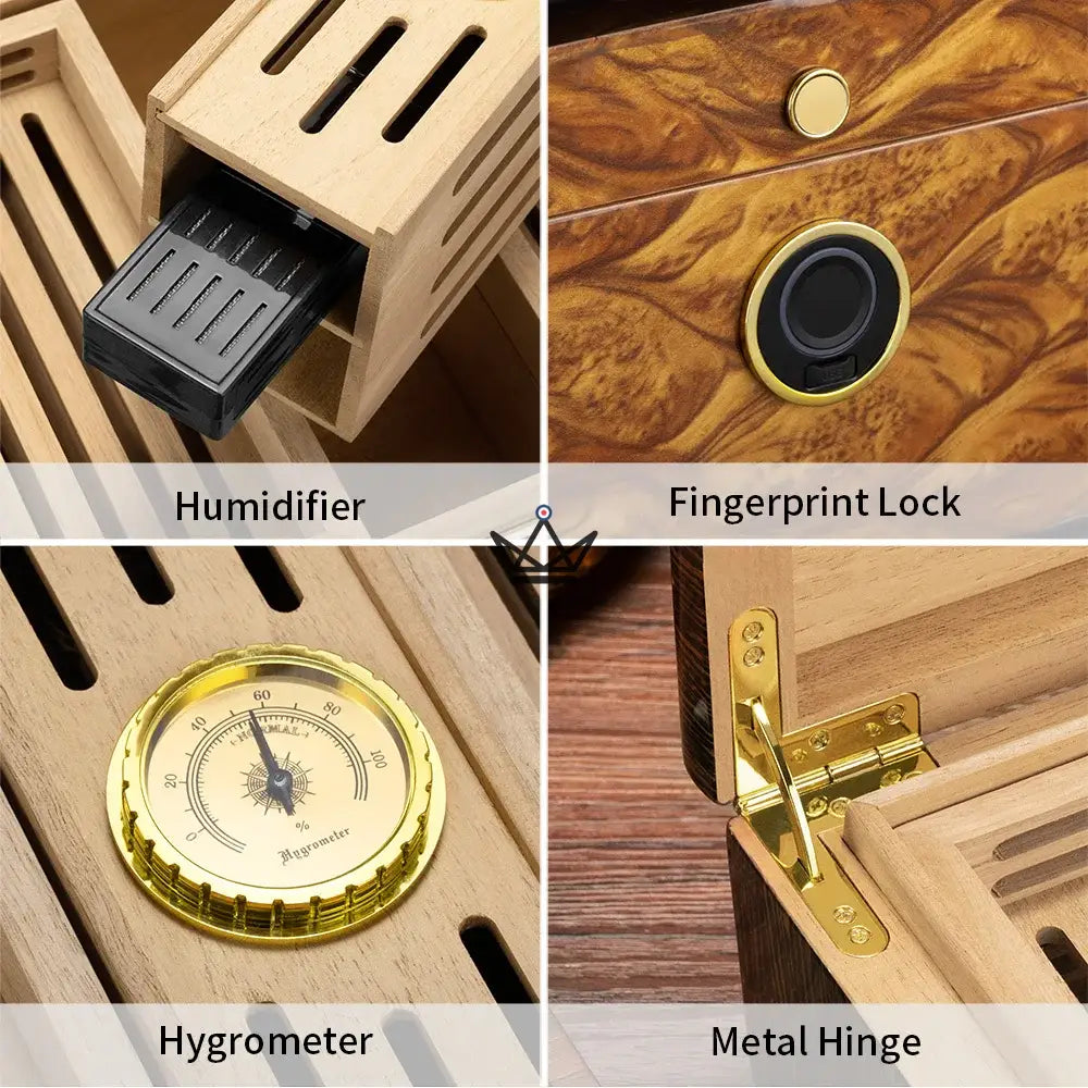 GUEVARA ELEGANCE Cigar Humidor — Fingerprint, Spanish Cedar, High Security — view 13