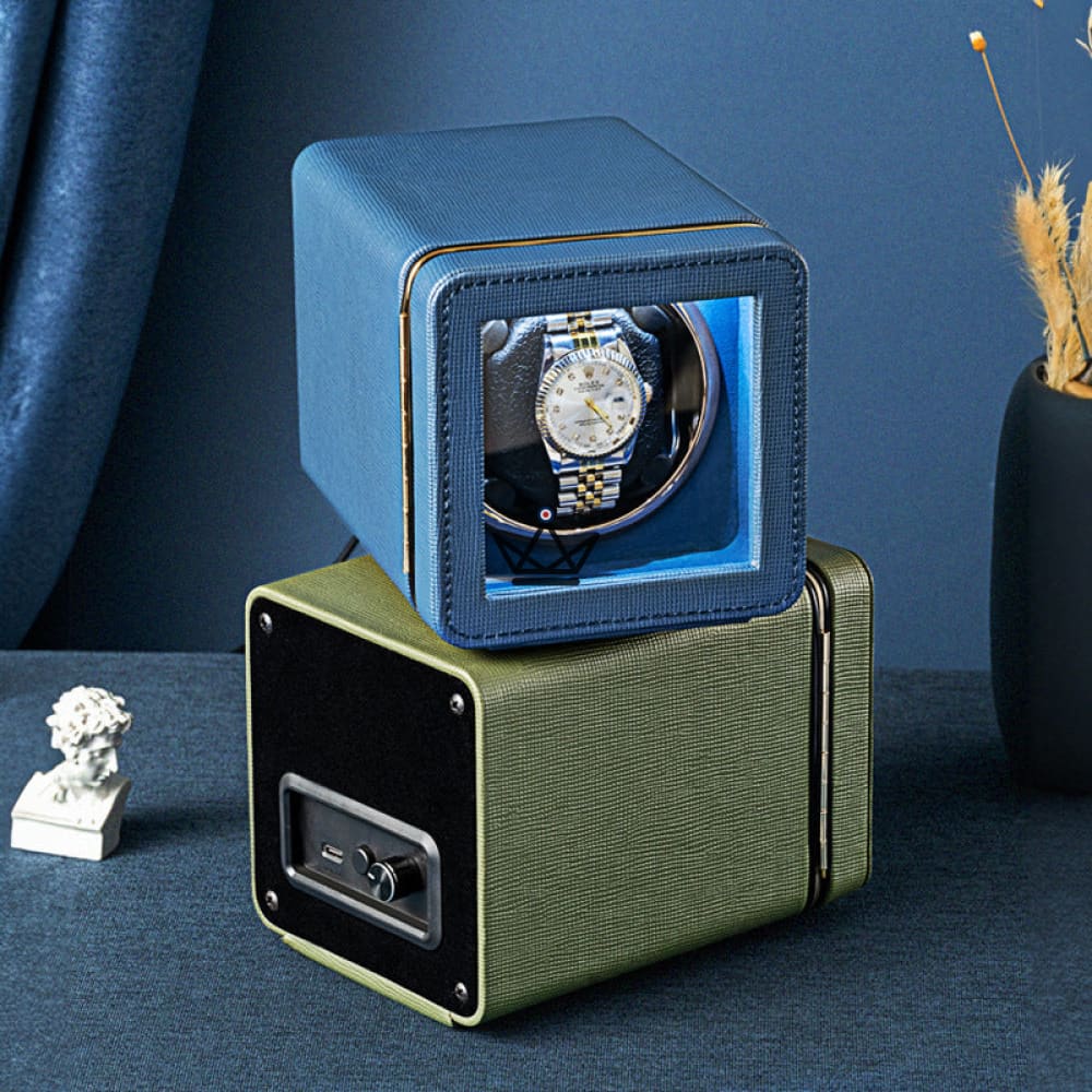 PRESTIGE EQUINOXE Automatic Watch Winder — PU Leather, Blue LED, 5 Modes, USB-C — view 3