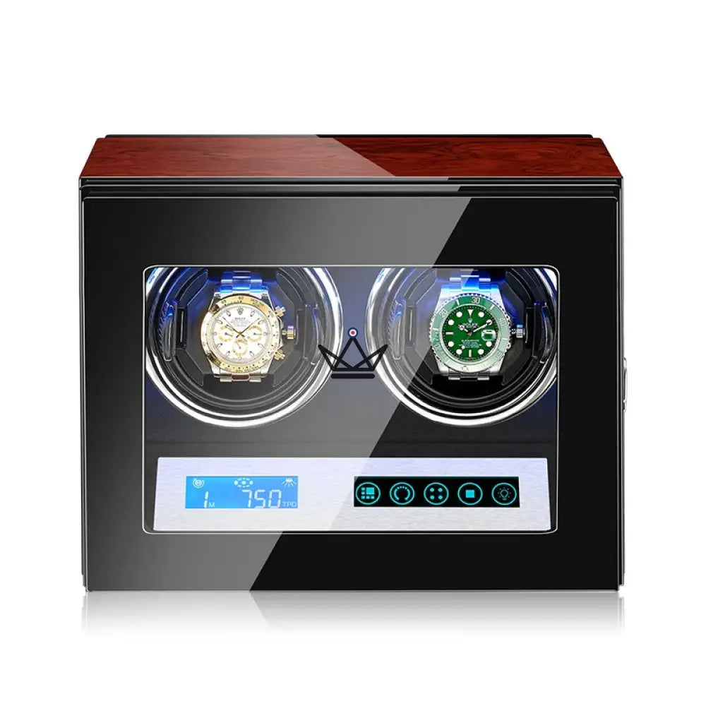 Automatic Watch Winder WINDER LUX — Wood & Glass, 2 to 12 Watches, LCD, Anti-Magnetic — view 14