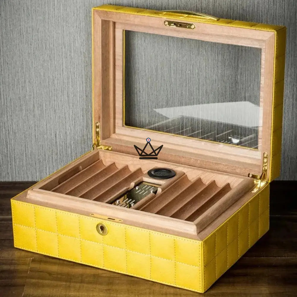 Norton Edition Cigar Humidor — Quilted Genuine Leather, 4 Colors, Cedar, Tray & Dividers, 50-60 Cigars — view 10