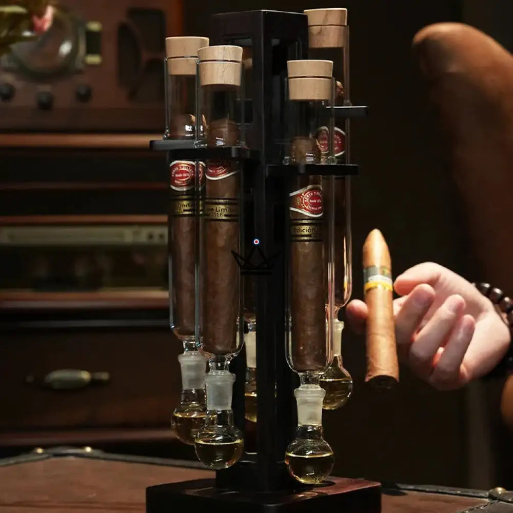 5-Tube Cigar Infuser INFUSIO ARCANUM — Noble Wood, Cedar, Hygrometer & Thermometer — view 2