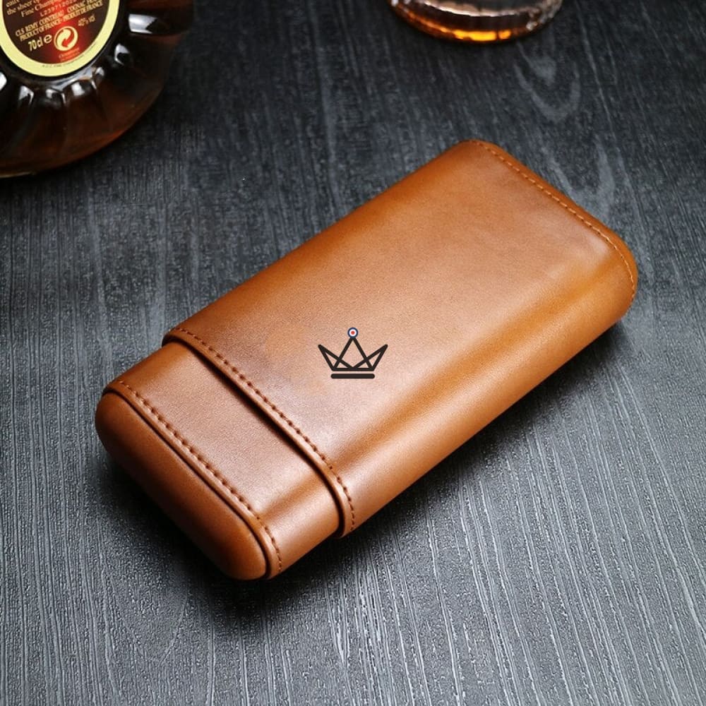 Zigarrenetui DAMAS WOOD – Rindsleder & Zeder, Cowboy-Stil, 2 oder 3 Zigarren – Ansicht 2