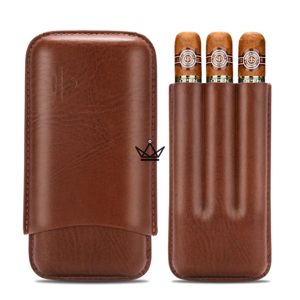 STORM Cigar Case — Cowhide Leather, 3 Cigars 25 mm, 18 × 9.5 × 3.5 cm — view 3