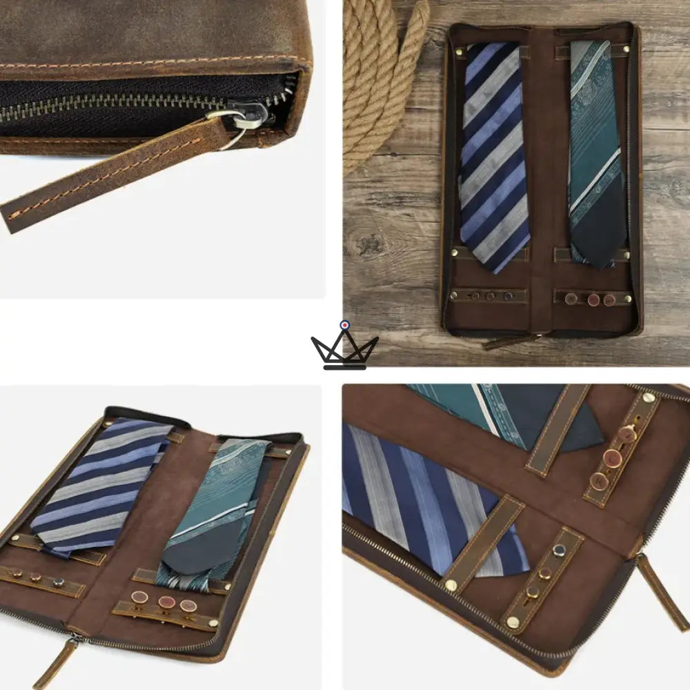 Personalisierbares Krawattenetui aus Leder - Voyageur Windsor – Ansicht 7