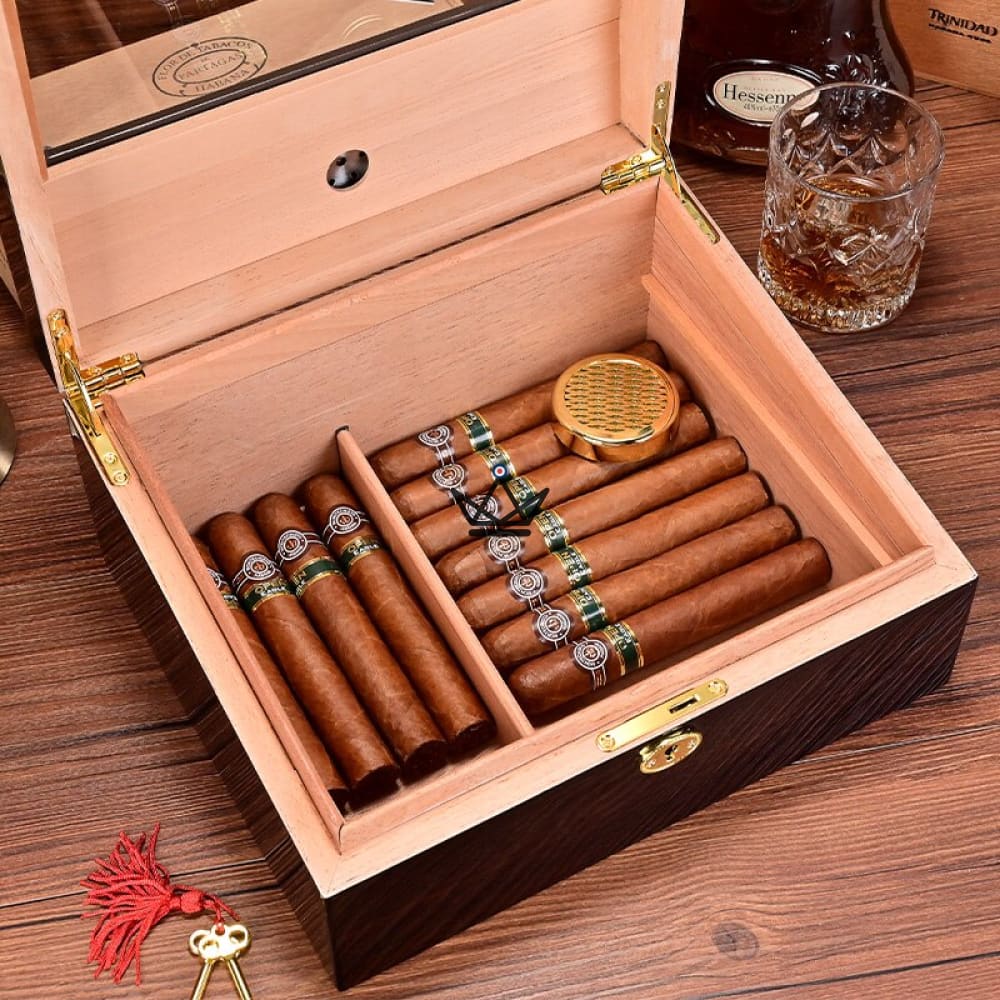 Zigarrenhumidor Edition FIFTY Version LUXE – spanische Zeder, Glasdeckel, Front-Hygrometer, 50 Zigarren – Ansicht 4
