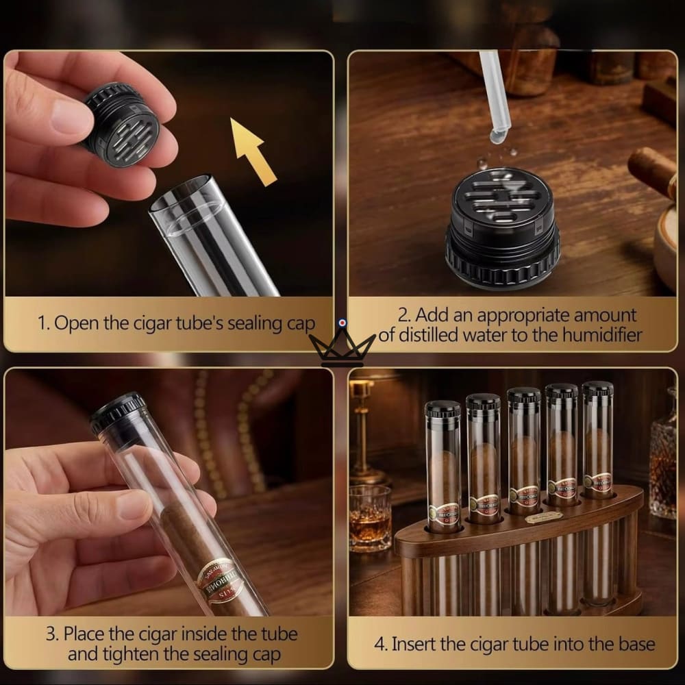 Humidor Quintett Akazienholz – 5 Tuben – Ansicht 4