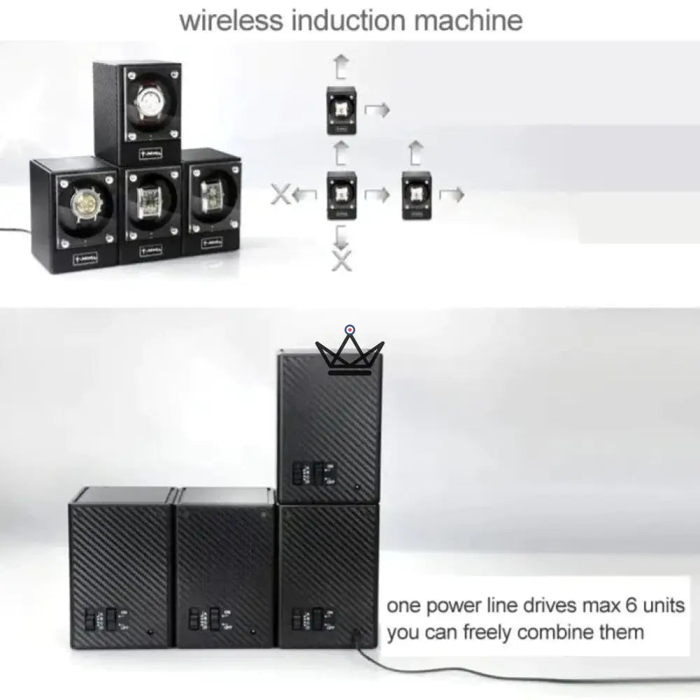 Jebely INDUCTION Uhrenbeweger – kabelloses Laden, stapelbar, Glasfront – Ansicht 3