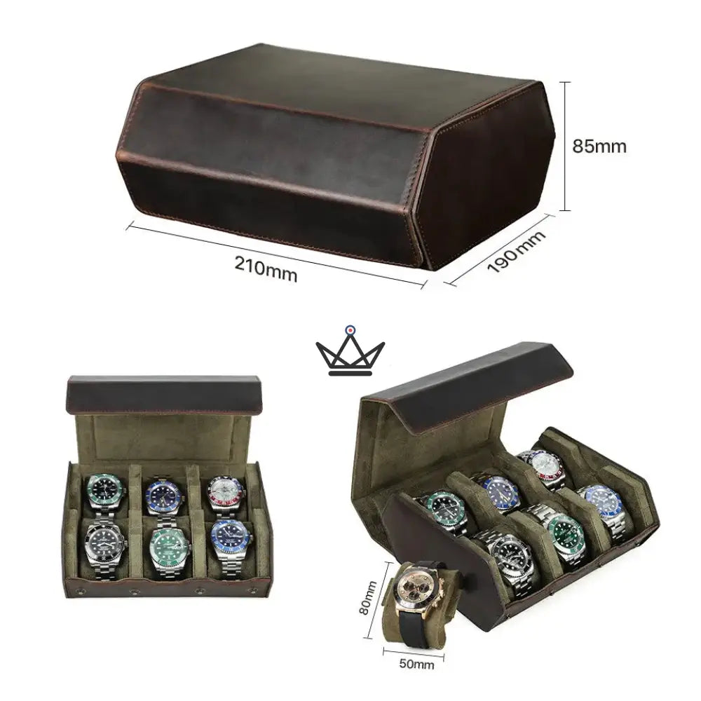 Customizable Leather Travel Case for Automatic Watch - Voyageur Hexagone — view 17