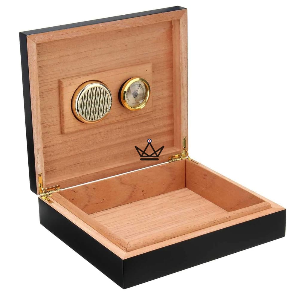 BLACK WOOD Cigar Humidor — Spanish Cedar, 20 Cigars, Hygrometer & Humidifier — view 2