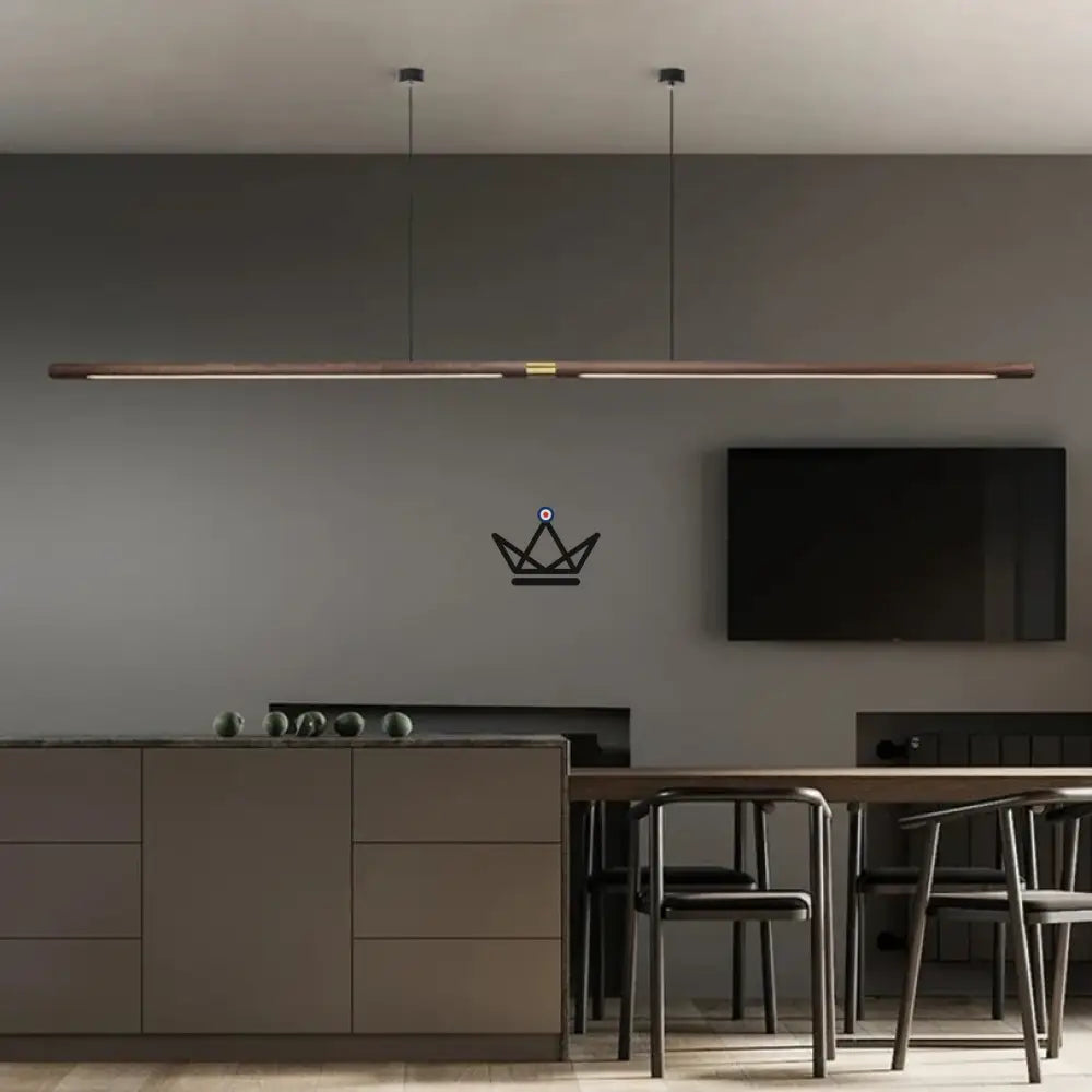 Suspended Light in Solid Wood - Wooden Rope — Single Cables / Warm Light