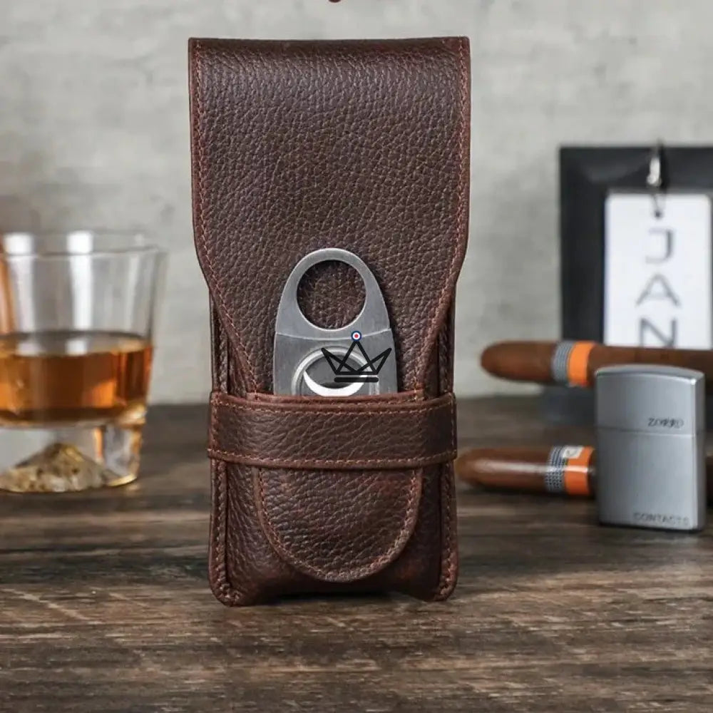 Customizable 3 Cigar Leather Case - Voyageur Pocket — view 3