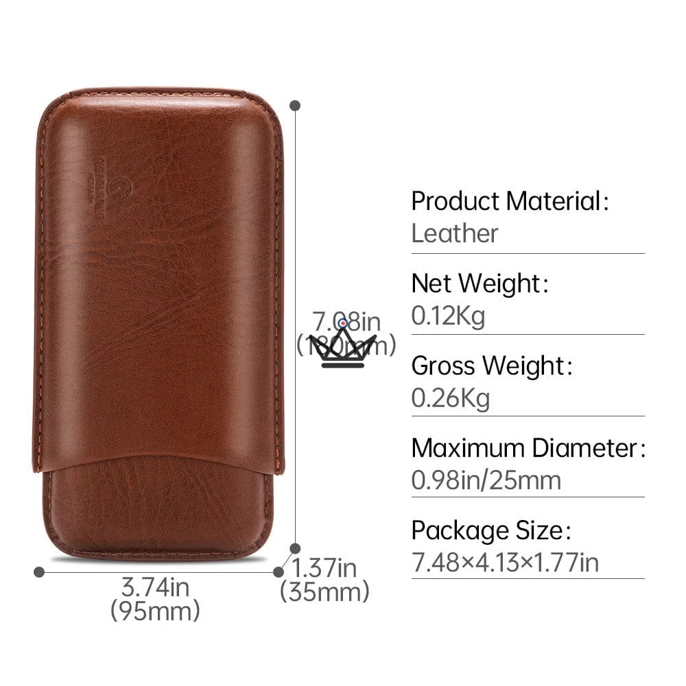 Zigarrenetui STORM — Rindsleder, 3 Zigarren 25 mm, 18 × 9,5 × 3,5 cm – Ansicht 5