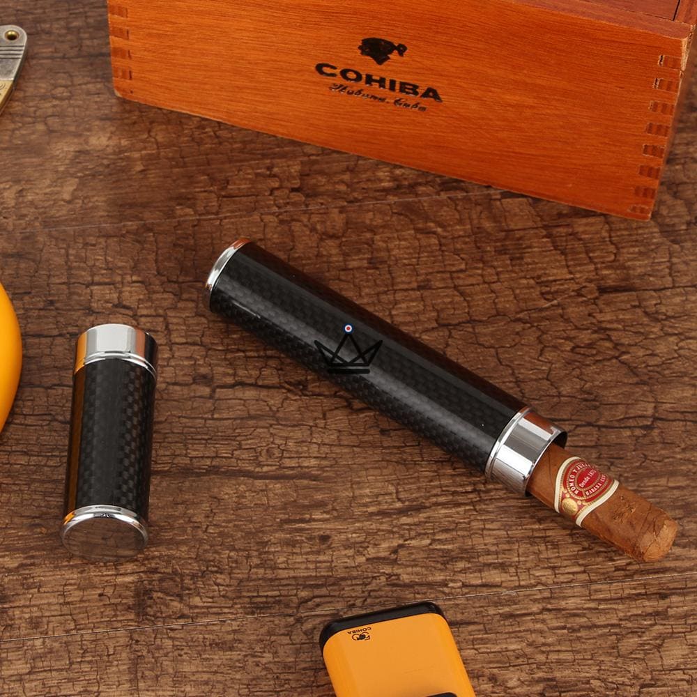 Aurora Carbonica Cigar Tube – Metal & Carbon Fiber, 1 Cigar, 18×2.5 cm — view 4