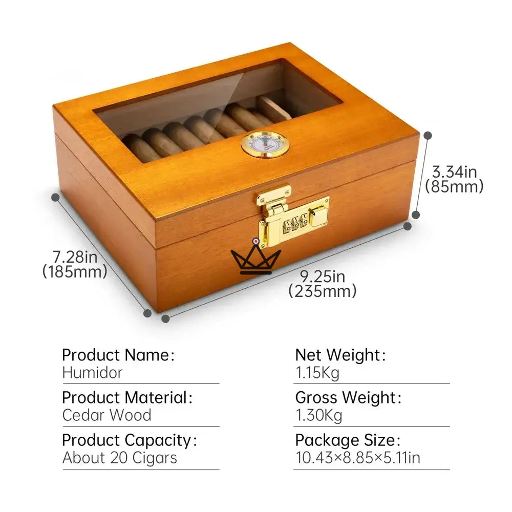 Enigma Style cigar humidor — Spanish cedar, glass top, secret code lock, 20 to 30 cigars — view 11