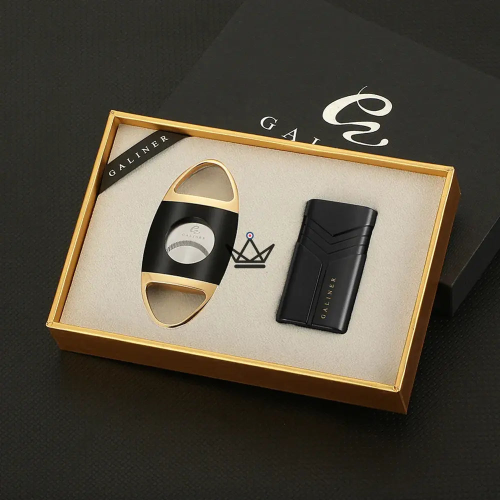 INFERNO Lighter & Cigar Cutter Gift Set — Double Flame + Punch + Cigar Cutter | Gold or Black — view 8