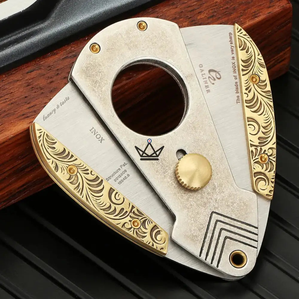 Nyfe Heritage Cigar Cutter — Stainless Steel Double Blade Guillotine, Gold & Silver Finish, 58 Ring Gauge, Elegant Gift Box Included — view 3