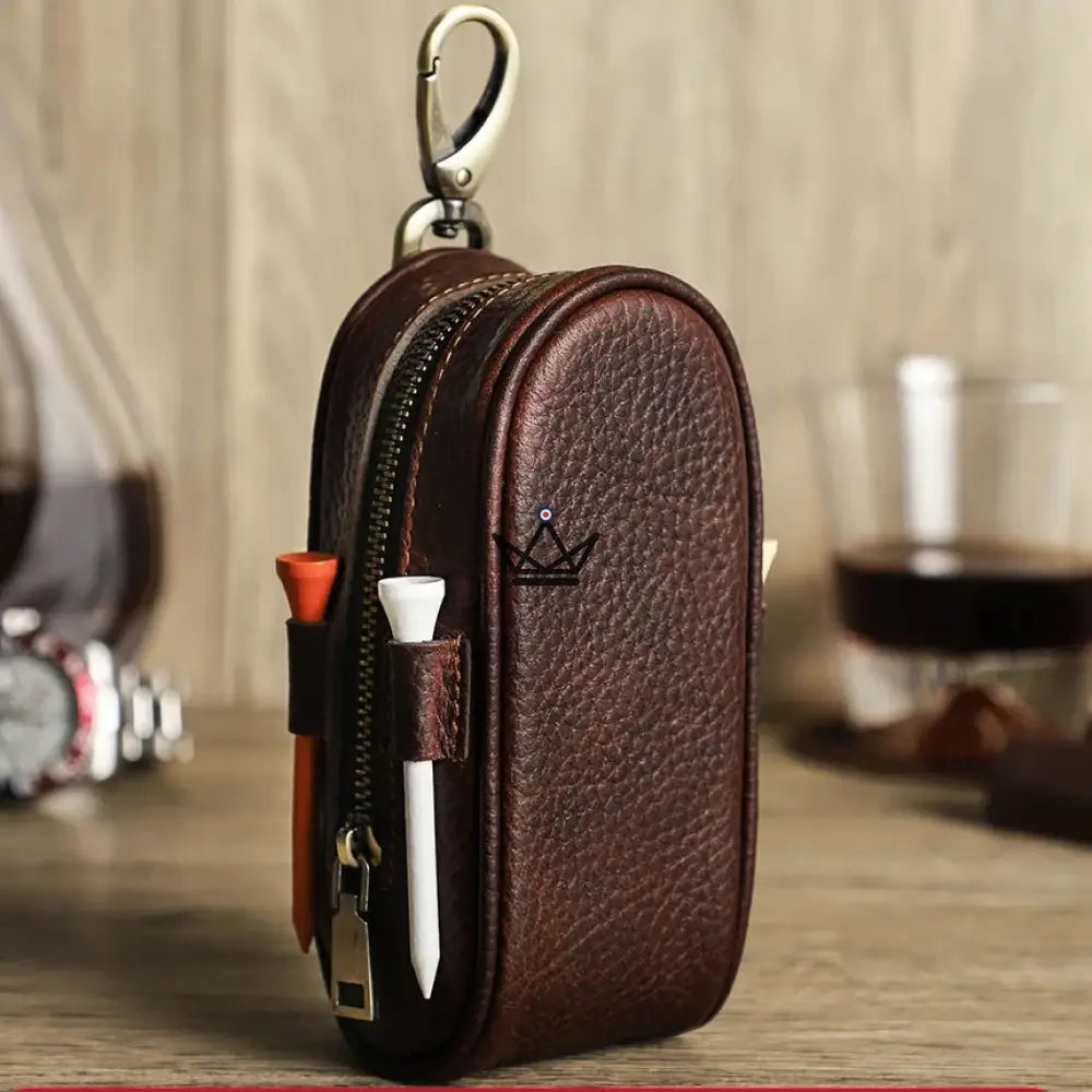 Customizable Leather Golf Ball Case – Voyageur Links | 3 Balls, 4 Tees — view 4