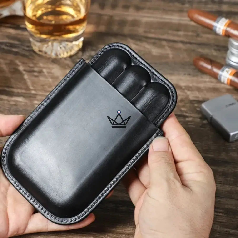 Customizable 3 cigar leather case - Voyageur Élégance — view 4