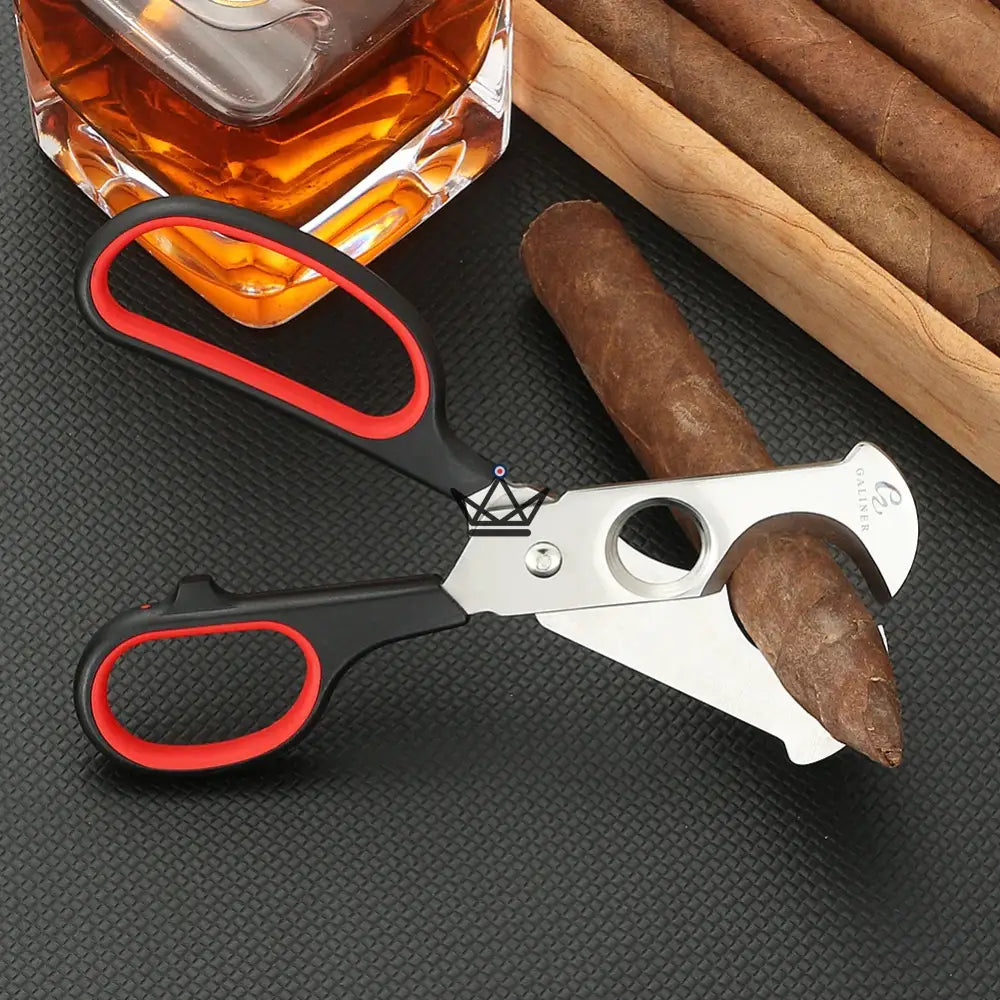 Virtuoso Cigar Cutter Scissors — Stainless Steel, Scissors + 15mm Punch, Dual-Material Handles | Gold Box Included — view 2