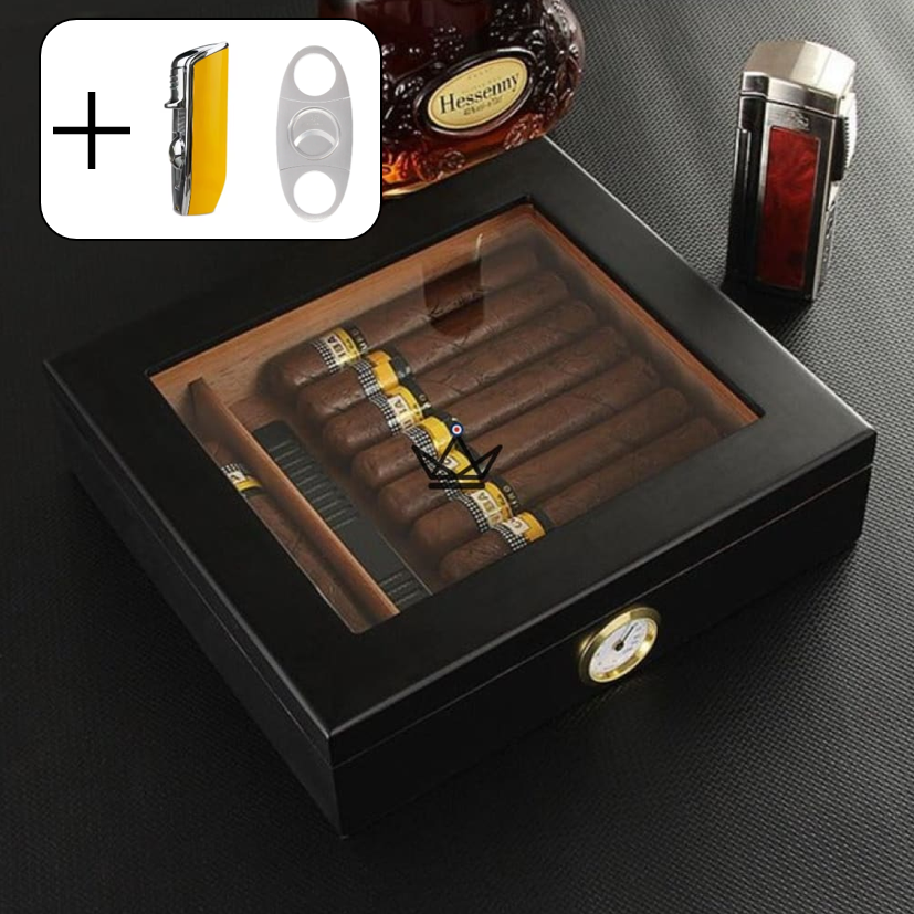 Humidor JANGO – verglast, 20 Zigarren, spanisches Zedernholz & Befeuchter – Ansicht 13