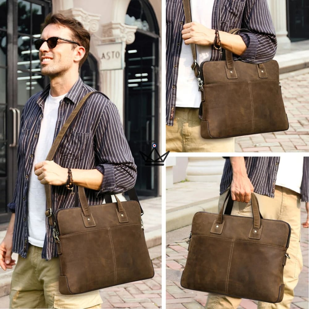 Personalisierbare Arbeitstasche aus Leder – Voyageur Manhattan – Ansicht 3