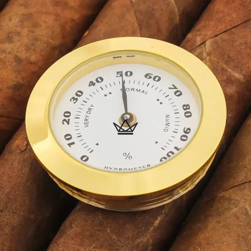 Higrómetro analógico FAROX 34: acabado dorado, tamaño compacto | Humidor de cigarros Higrómetro analógico FAROX 34: acabado dorado, tamaño compacto | Humidor de cigarros