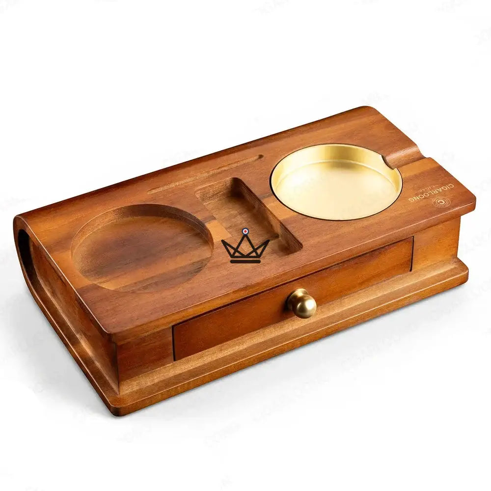 Cendrier Cigare Bois Massif Emplacement Whisky Tiroir - Whisky Butler – Ansicht 12