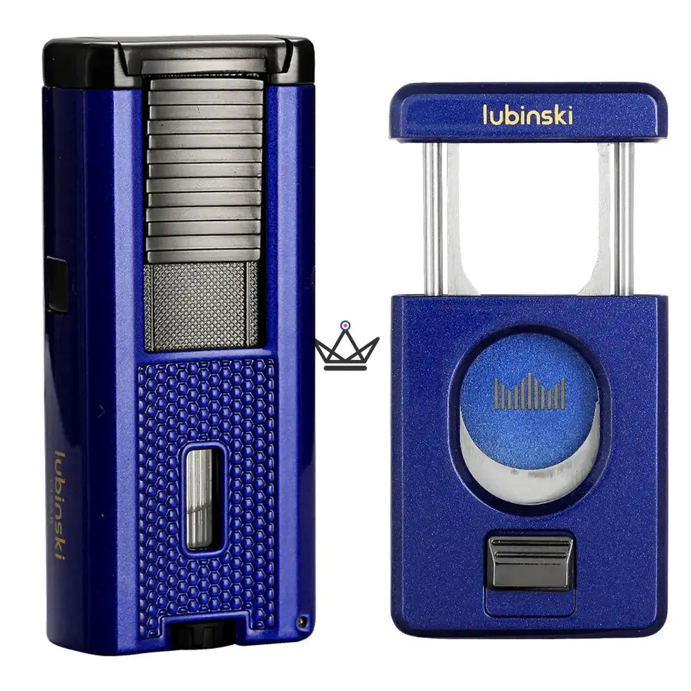 Praetor King Pack — Blue Flame Cigar Lighter + Guillotine Cigar Cutter | 4 Colours — Royal blue