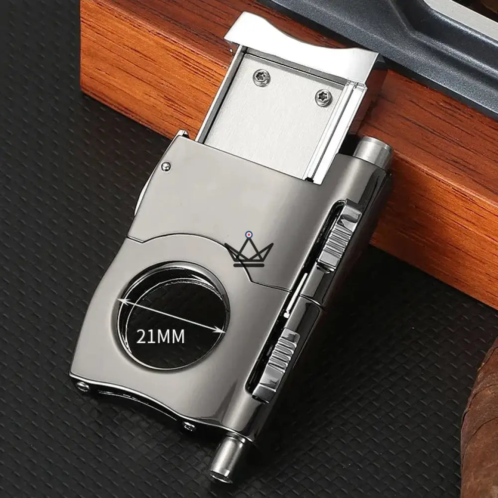 Zigarrenschneider Ignition Pro – Gebürsteter Edelstahl, Guillotine-Klinge & einziehbarer Bohrer, 21 mm Durchmesser | Inklusive Sammleretui – Ansicht 4