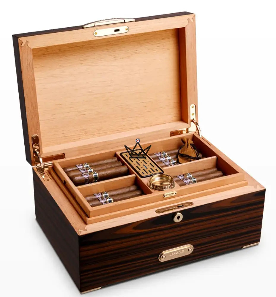 Majestatis Doublis Cigar Humidor — cedar, ~120 cigars, hygrometer & cedar humidifier, Sylva Aeterna or Linea Aurea — view 11