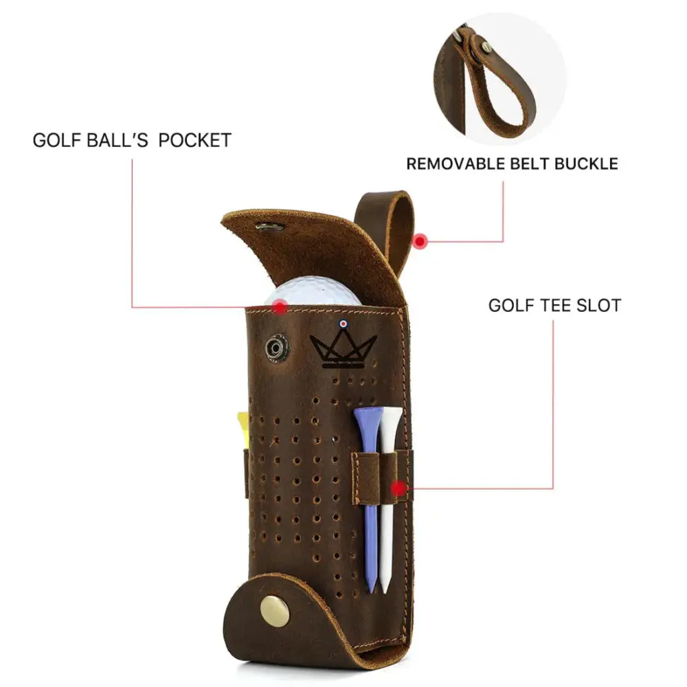 Customizable Leather Golf Ball Pouch –Voyageur Tee Golf | 3 Balls, 4 Tees — view 6