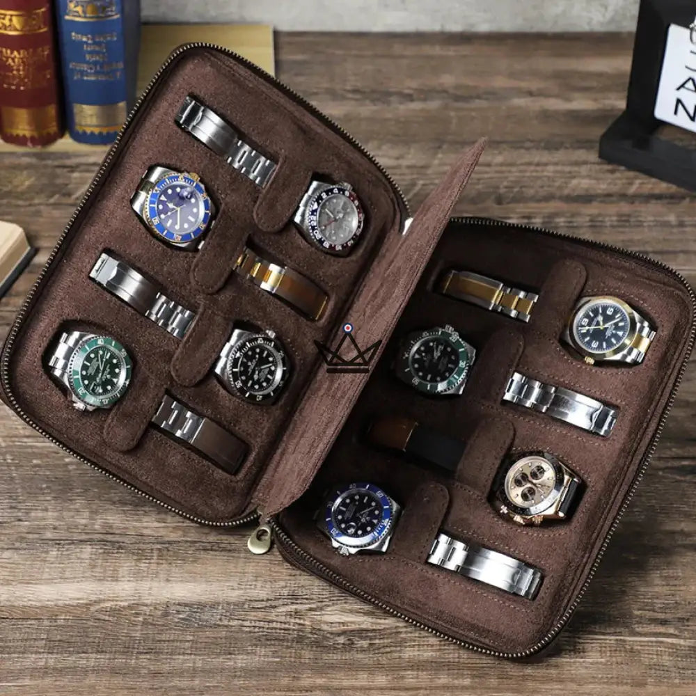 Customizable Travel Watch Case – Voyageur Keeper — Full Grain Leather, 4 Sizes: 2 to 8 Watches — view 6
