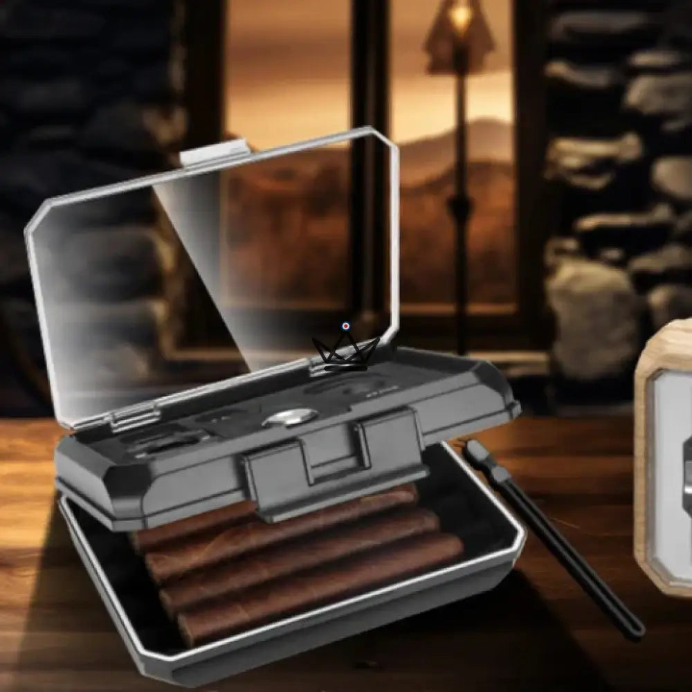New Origin Zigarren-Reiseetui — Tragbarer Mini-Humidor, Hygrometer & 5 integrierte Accessoires – Ansicht 14