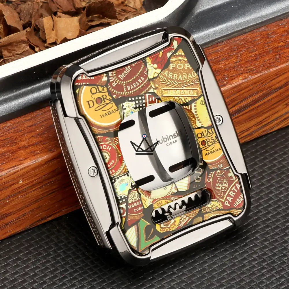 Coupe-cigare Maestro Édition — Double Lame Gravée Anneau 62, Libertad · Pharaon · Heritage | Étui Cuir Véritable Vert & Coffret Inclus — image 5