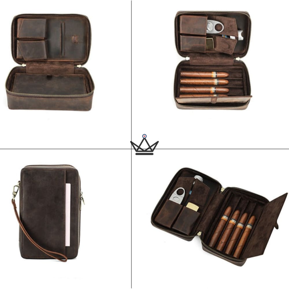 Anpassbares Zigarrenetui aus Leder – Voyageur Style – Ansicht 7