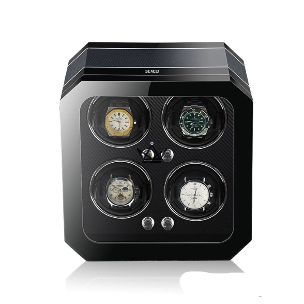 Automatic Watch Winder HEXAGONE LUXE — Precious Wood, Leather, 2 to 6 Watches, 5 Modes — view 6