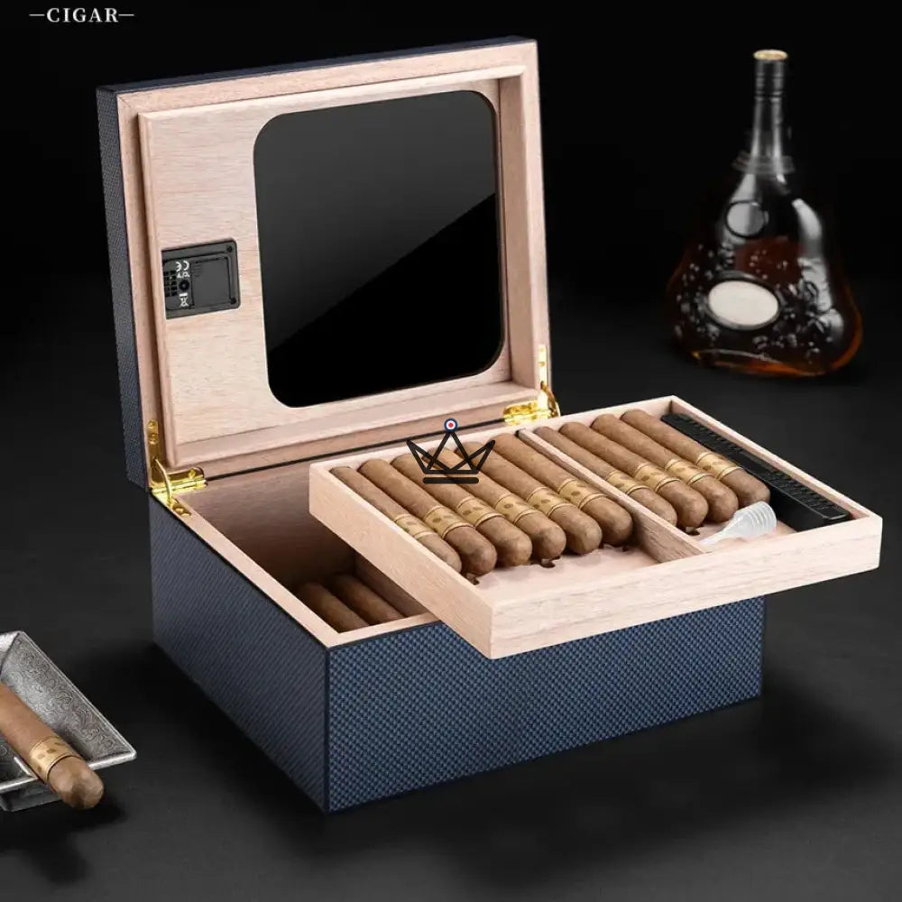 Zigarrenhumidor Elegancia Vision — spanische Zeder, Glasdeckel, 55 Zigarren, Digital-Hygrometer, 4 Ausführungen – Ansicht 9