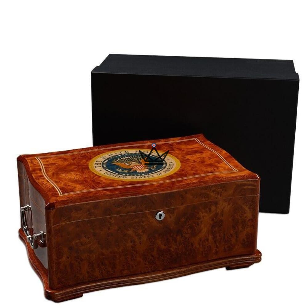 Zigarrenhumidor WHITE HOUSE 100 — Präsidenten-Design, 100 Zigarren, Schloss & Hygrometer – Ansicht 7