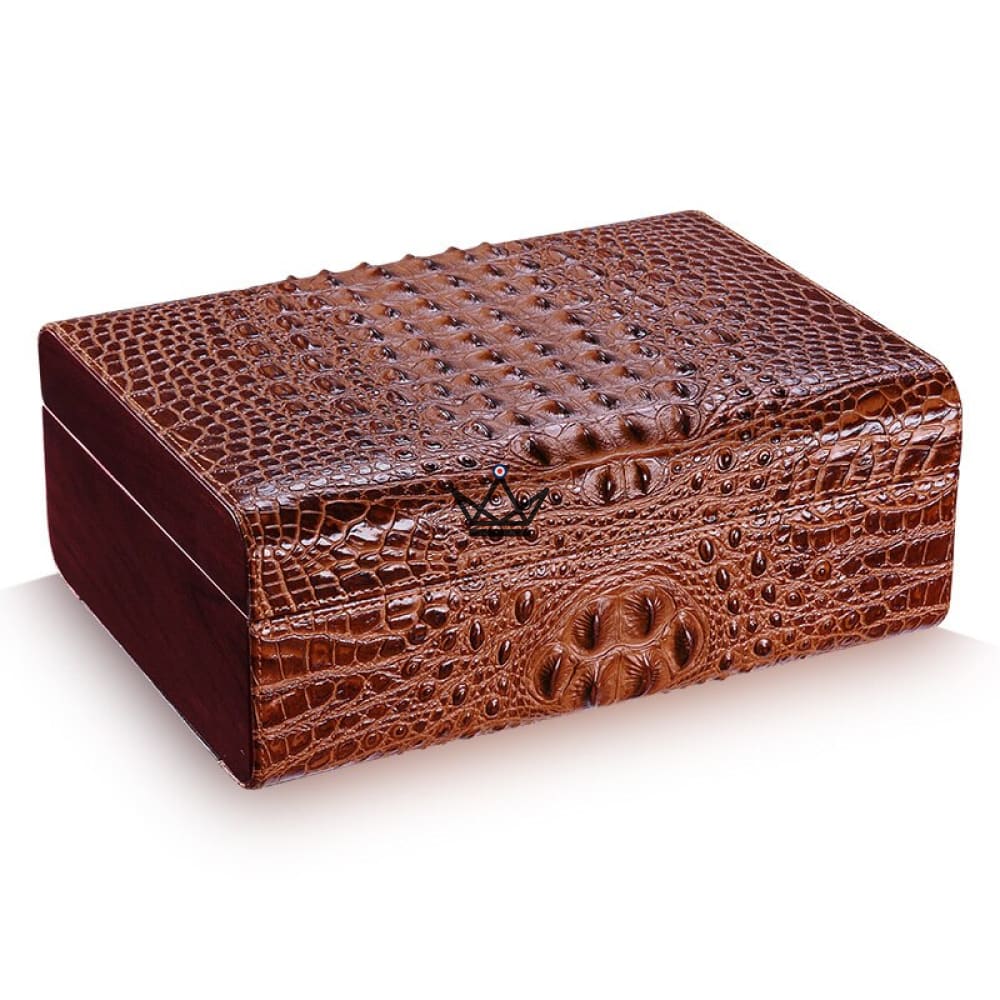 APEX Cigar Humidor - Crocodile Leather, Spanish Cedar, 50 Cigars, Hygrometer Included — view 3