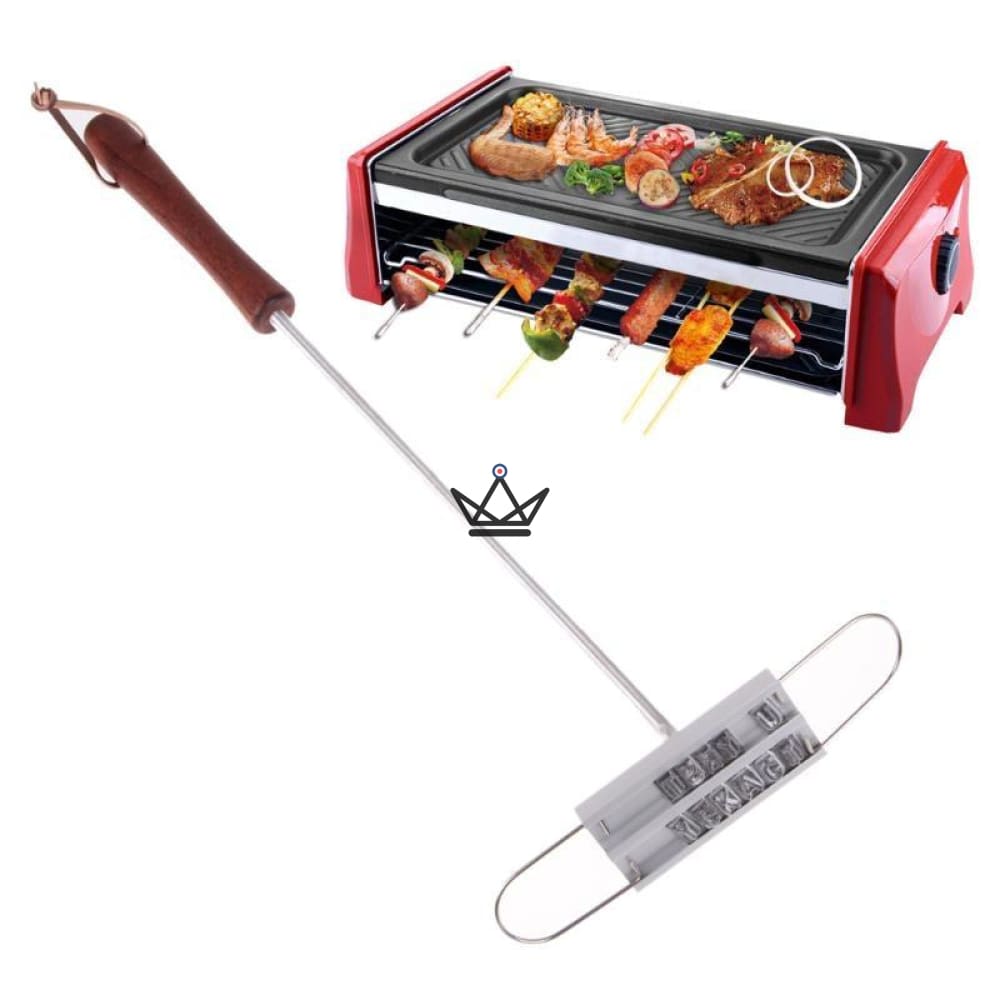 GRIZLY Customizable Barbecue Branding Iron — 55 interchangeable letters | iron & wood — view 6