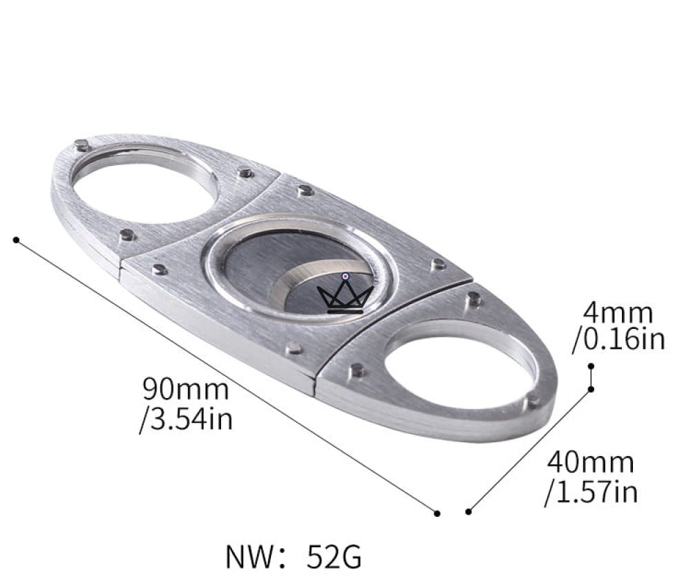 BANG guillotine cigar cutter — brushed steel & rivets, 53 ring gauge max — view 4